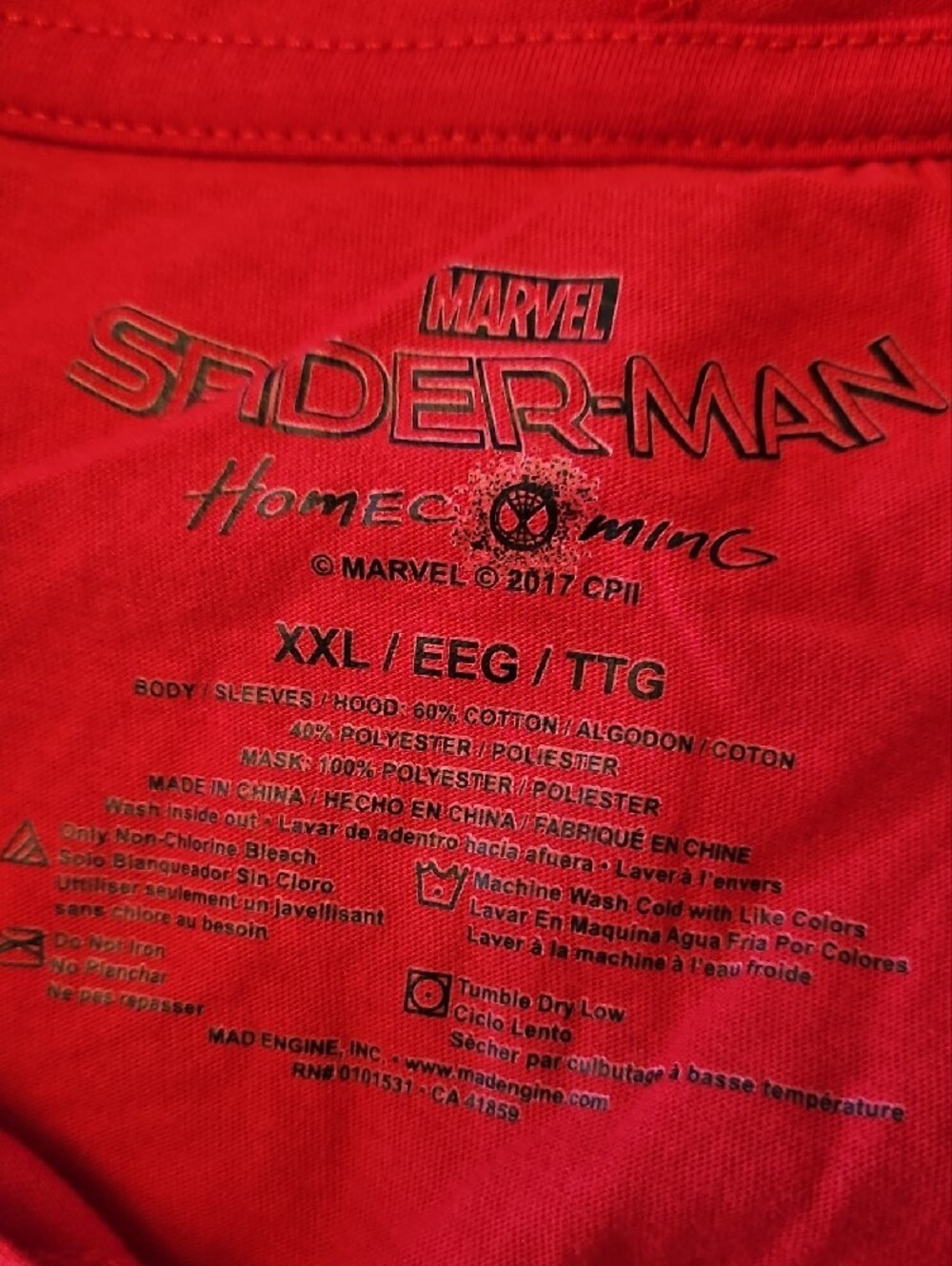 Marvel Spider-Man Homecoming Graphic Tee With Hoodie Eye Netting - Picture 4 of 4